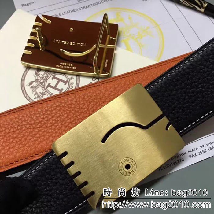 愛馬仕HERMES 純手工雙面荔枝紋 奢華精品高端男士皮帶 HHG1203